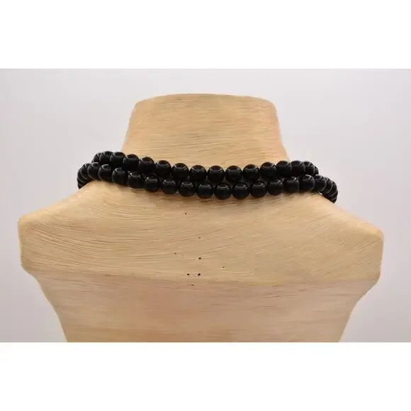 KJL Avon Necklace Collar White Rose Black Beaded Gold Tone Crystal Signed 9A - Picture 8 of 12